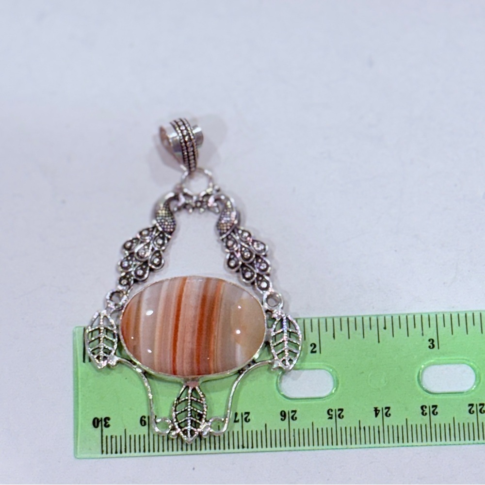 🆕 Natural Botswana Agate Gemstone Big Pendant In Sterling Silver 🆕 - Picture 6 of 11